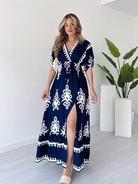 NWH Ethnic Motifs Print Maxi Dress