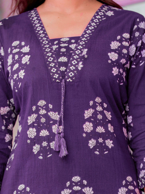 PARTHVI Women Floral Printed Regular Pure Cotton Kurta with Trousers & With Dupatta - Image 6
