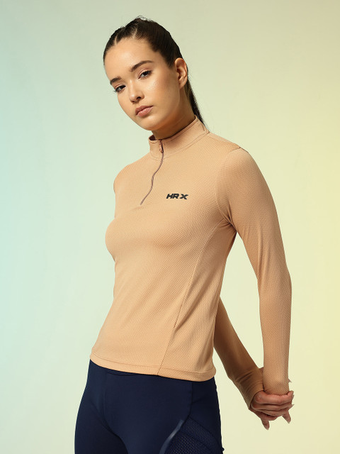 HRX by Hrithik Roshan Mock Collar Textured Running T-Shirt