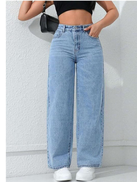 Veltick Women Straight Fit High-Rise Light Fade Cotton Denim Jeans