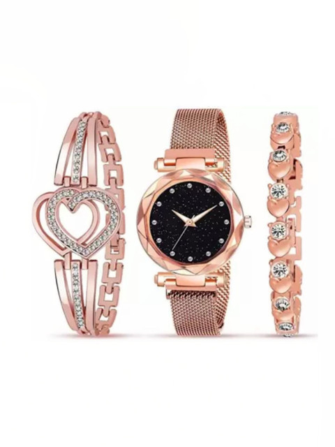 Miss Perfect Women Stainless Steel Bracelet Style Straps Round Analogue Watch jk_707