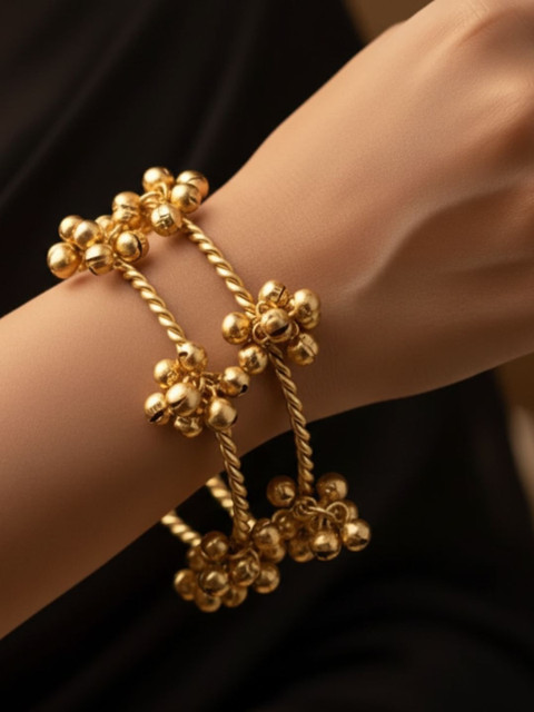 VIVAZS Set of 2 18K Gold Plated Gungaroo Bangles