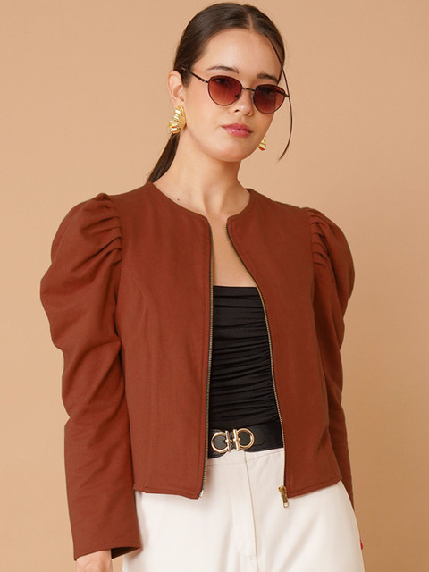 Chemistry Women Collarless Solid Sporty Jacket
