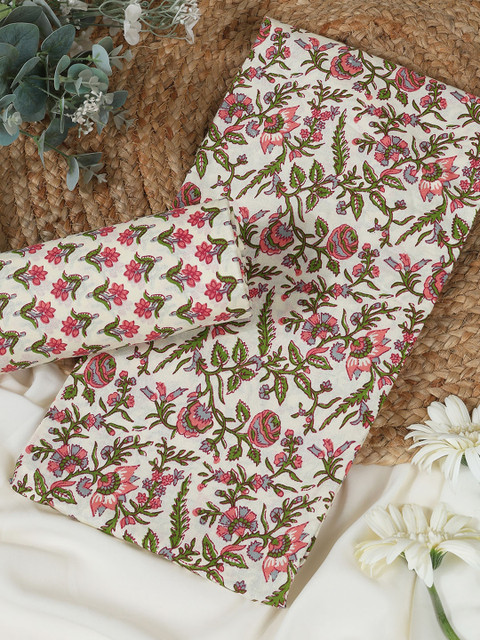 SALWAR STUDIO Floral Printed Pure Cotton Unstitched Dress Material