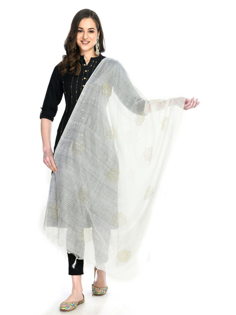 A R SILK DUPATTA HUB Woven Design Dupatta with Mirror Work