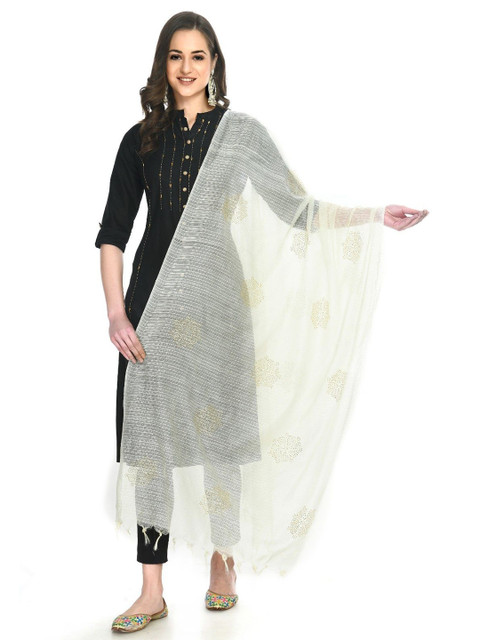 A R SILK DUPATTA HUB Woven Design Dupatta with Mirror Work