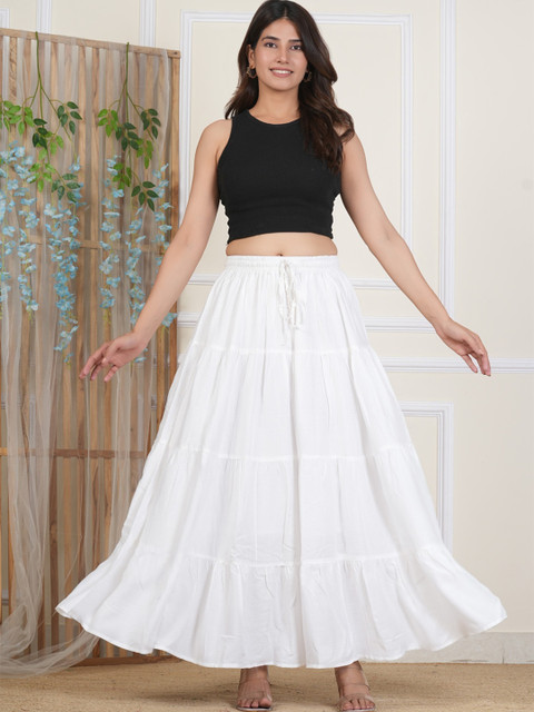 SLF INDIA Women Tired Maxi-Length Flared Skirts
