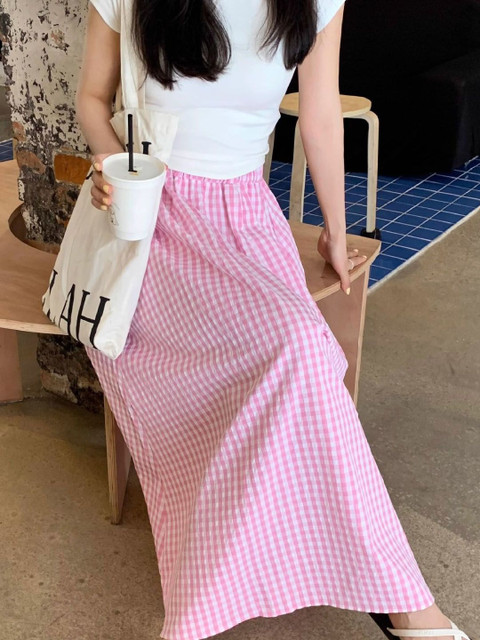 StyleCast Checked Flared Maxi Skirts - Image 2