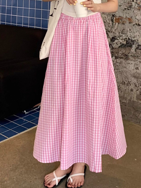StyleCast Checked Flared Maxi Skirts