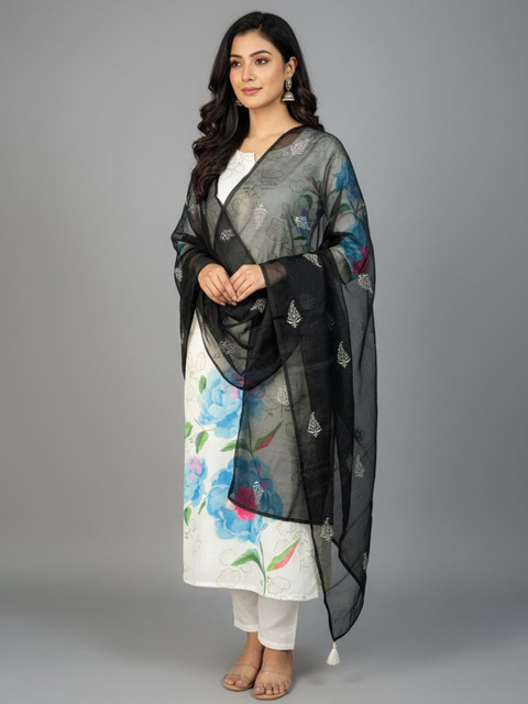 Sangria Women Ethnic Motifs Embroidered Thread Work Dupatta With Tasseled Border