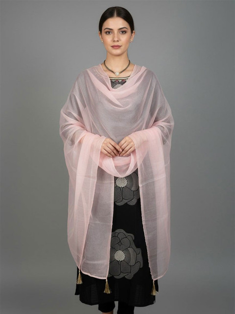 Sangria Women Solid Tasseled Border Ethnic Dupatta