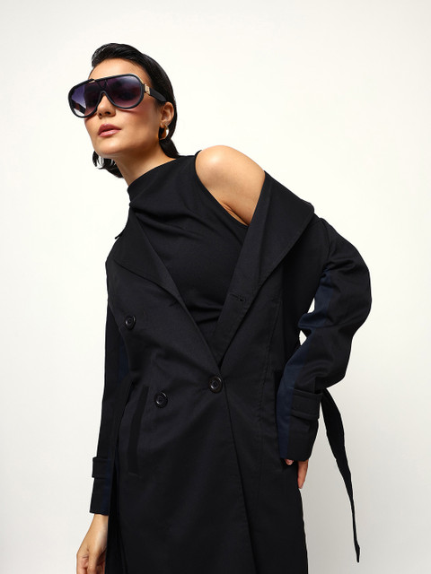 DL Woman Double Breasted Lapel Collar Trench Coat
