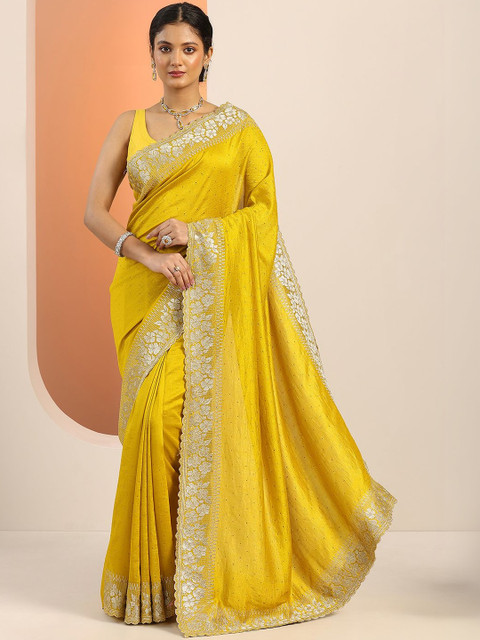 Libas Embellished Zari Silk Blend Heavy Work Saree