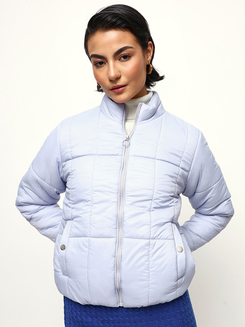 DL Woman Stand Collar Full Sleeves Lightweight Puffer Jacket