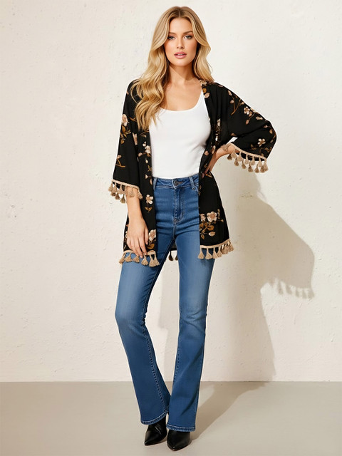 Berrylush Women Printed Pure Cotton Shrug