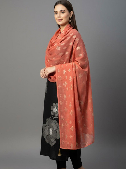 Sangria Women Ethnic Motifs Printed Dupatta With Tasseled Border - Image 3