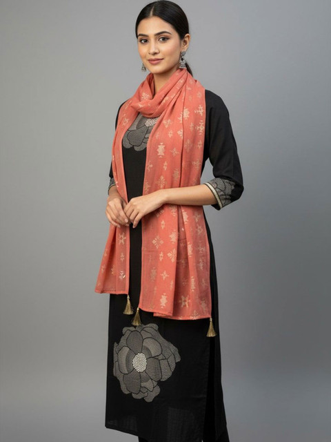 Sangria Women Ethnic Motifs Printed Dupatta With Tasseled Border