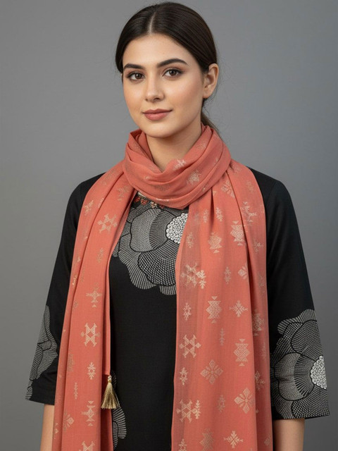 Sangria Women Ethnic Motifs Printed Dupatta With Tasseled Border - Image 2
