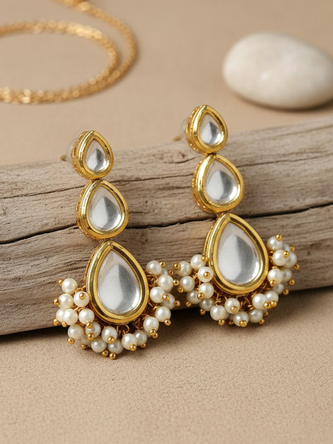 KARATCART Gold Plated Drop Shape Earrings
