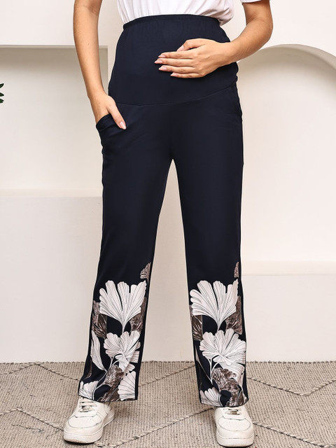 KARPATA Women Printed Slip-On Mid-Rise Maternity Track Pants