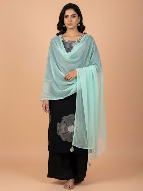 Sangria Women Solid Tasseled Border Dupatta