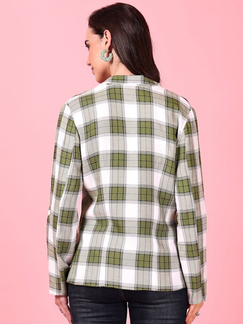 Nomad Lifestyle Checked Notched Lapel Long Sleeves Single Breasted Blazer - Image 5