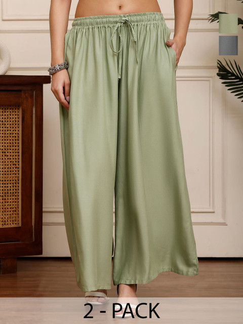 Valles365 by S.C. Women Pack Of 2 Flared Ethnic Palazzos