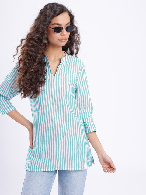 Anouk Rustic Striped V-Neck Kurti