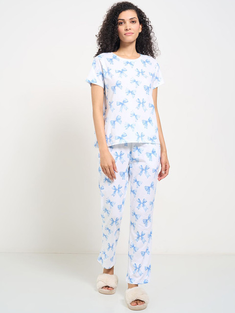 Dreamz by Pantaloons Women Geometric Printed Pure Cotton Night suit