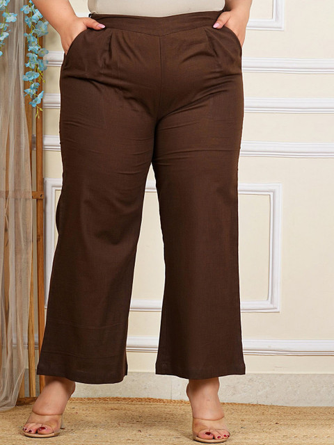 YASH GALLERY Plus Size Abstract Printed Round Neck Georgette Kaftan Tunic And Palazzo - Image 7