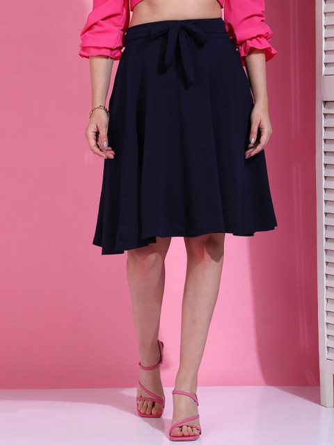 Fraulein Women Flared Tie-Ups Detail Knee-Length Skirts