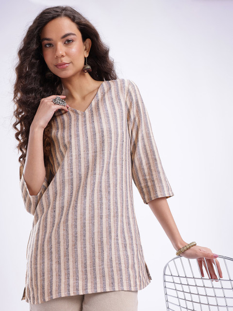 Anouk Rustic Striped V-Neck Kurti
