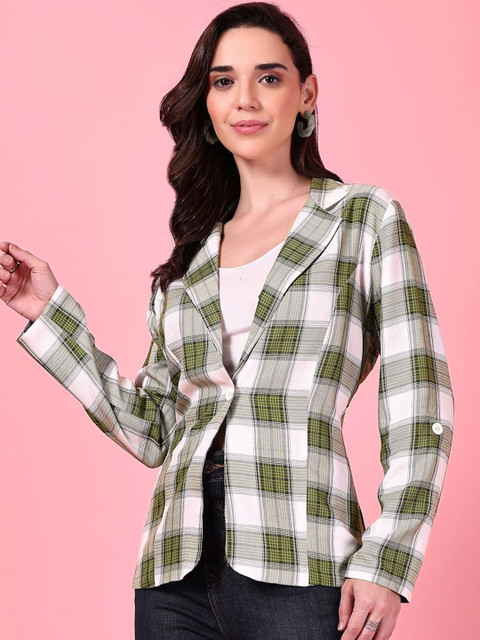 Nomad Lifestyle Checked Notched Lapel Long Sleeves Single Breasted Blazer - Image 4