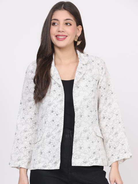 Nomad Lifestyle Floral Printed Notched Lapel Long Sleeves Single -Breasted Blazer