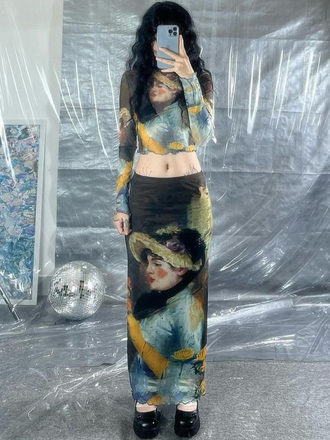 StyleCast x Revolte Printed Straight Maxi Skirts