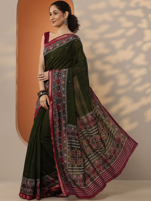 Libas Ethnic Motifs Sequinned Silk Blend Handloom Saree - Image 2