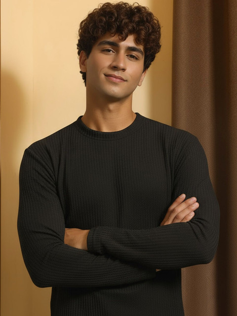 HERE&NOW Round Neck Long Sleeves Regular Fit T-shirt