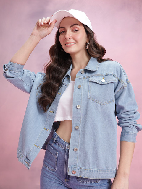 DressBerry Spread Collar Denim Jacket