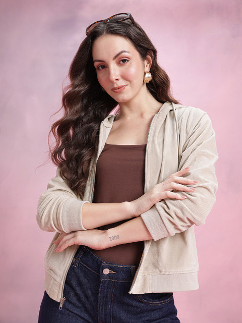 DressBerry Hooded Corduroy Tailored Jacket