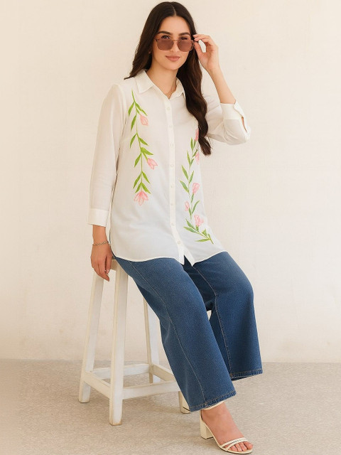 all about you Floral Embroidered Georgette Top