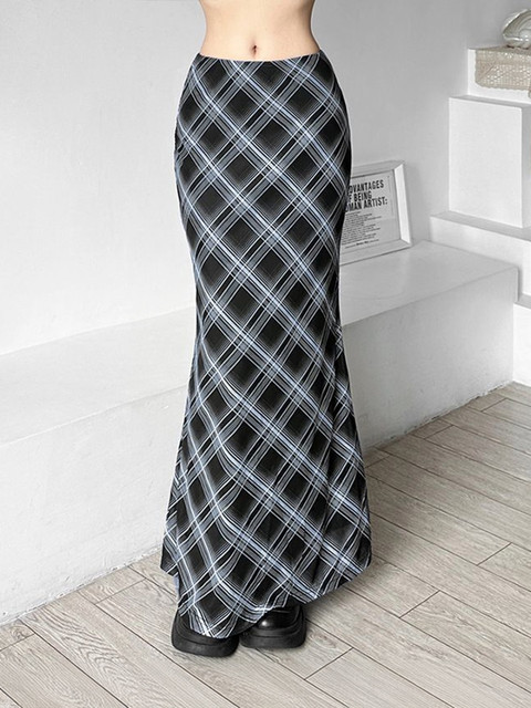 StyleCast x Revolte Checked Straight Maxi Skirt