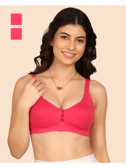 KOMLI Pack Of 2 Plus Size M-Frame Minimiser Bonded Breathable Cotton Non-Padded Bra