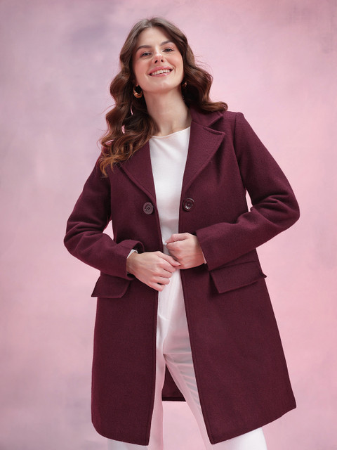 DressBerry Notched Lapel Single Breasted Overcoat