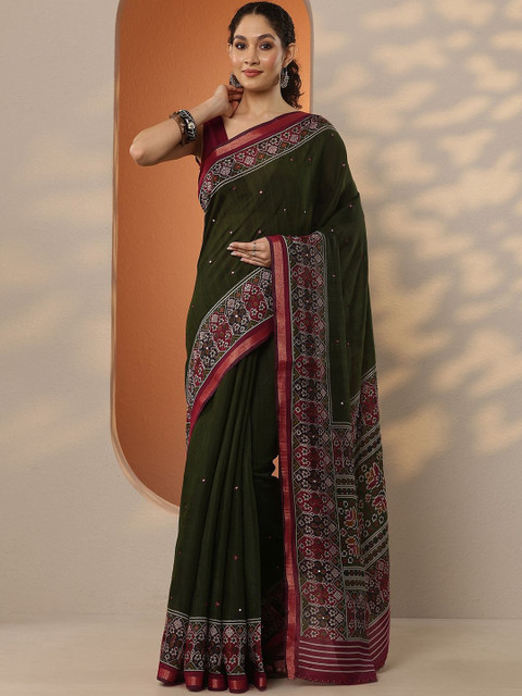 Libas Ethnic Motifs Sequinned Silk Blend Handloom Saree - Image 6