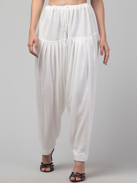 CROWN KING Women Solid Loose Fit Mid-Rise Woollen Salwar