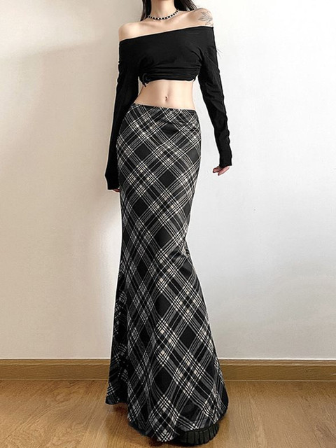 StyleCast x Revolte Checked Straight Maxi Skirt
