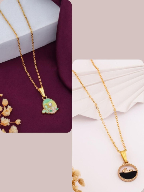 SZN Set Of 2 Gold-Plated Enamelled Minimal Chains