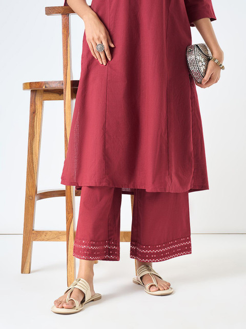 RANGMANCH BY PANTALOONS Women Embroidered Flared Palazzos