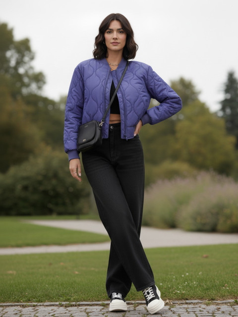 glitchez Mock Collar Padded Jacket