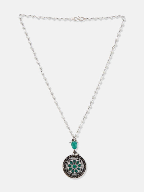 Fabindia Artificial Stones Studded & Beaded Oxidised Necklace - Image 3